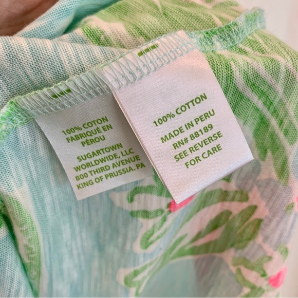 Lilly Pulitzer Pool Blue Pink Lemonade Carmel Floral Printed Cotton Tank Dress - Picture 11 of 12